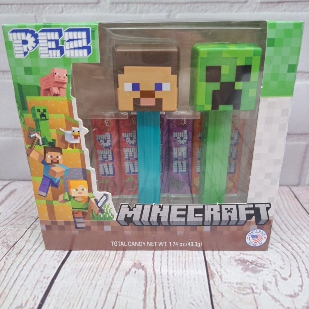 MINECRAFT - PEZ Dispenser Gift Set - STEVE and CREEPER - Sealed Collectible Box